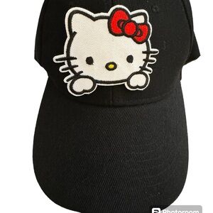 Hello Kitty ball cap black twill adjusts NWT patch fun summer gift red bow